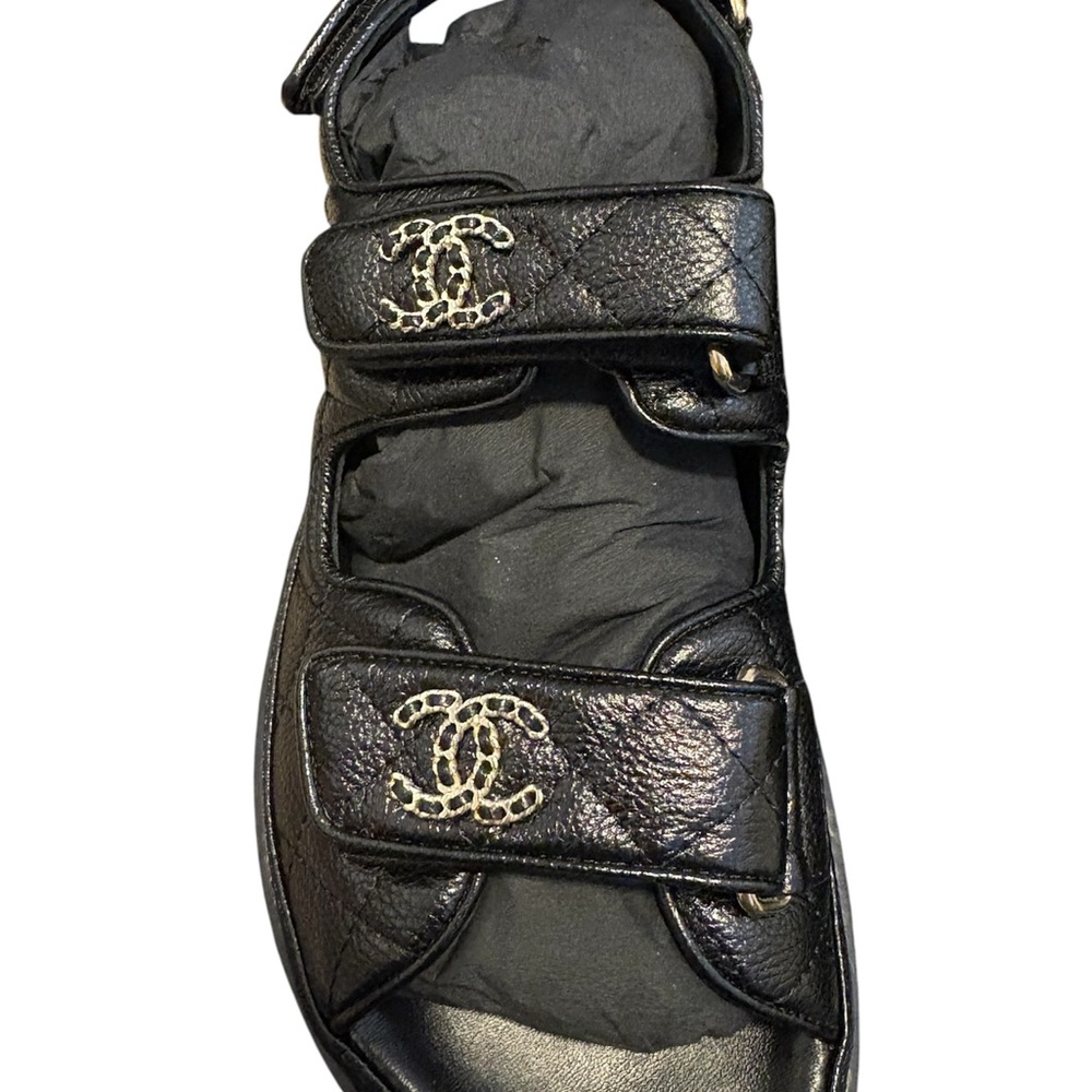 AUTHENTIC CHANEL BLACK DAD SANDALS SIZE 36.5 EU - Picture 3 of 10
